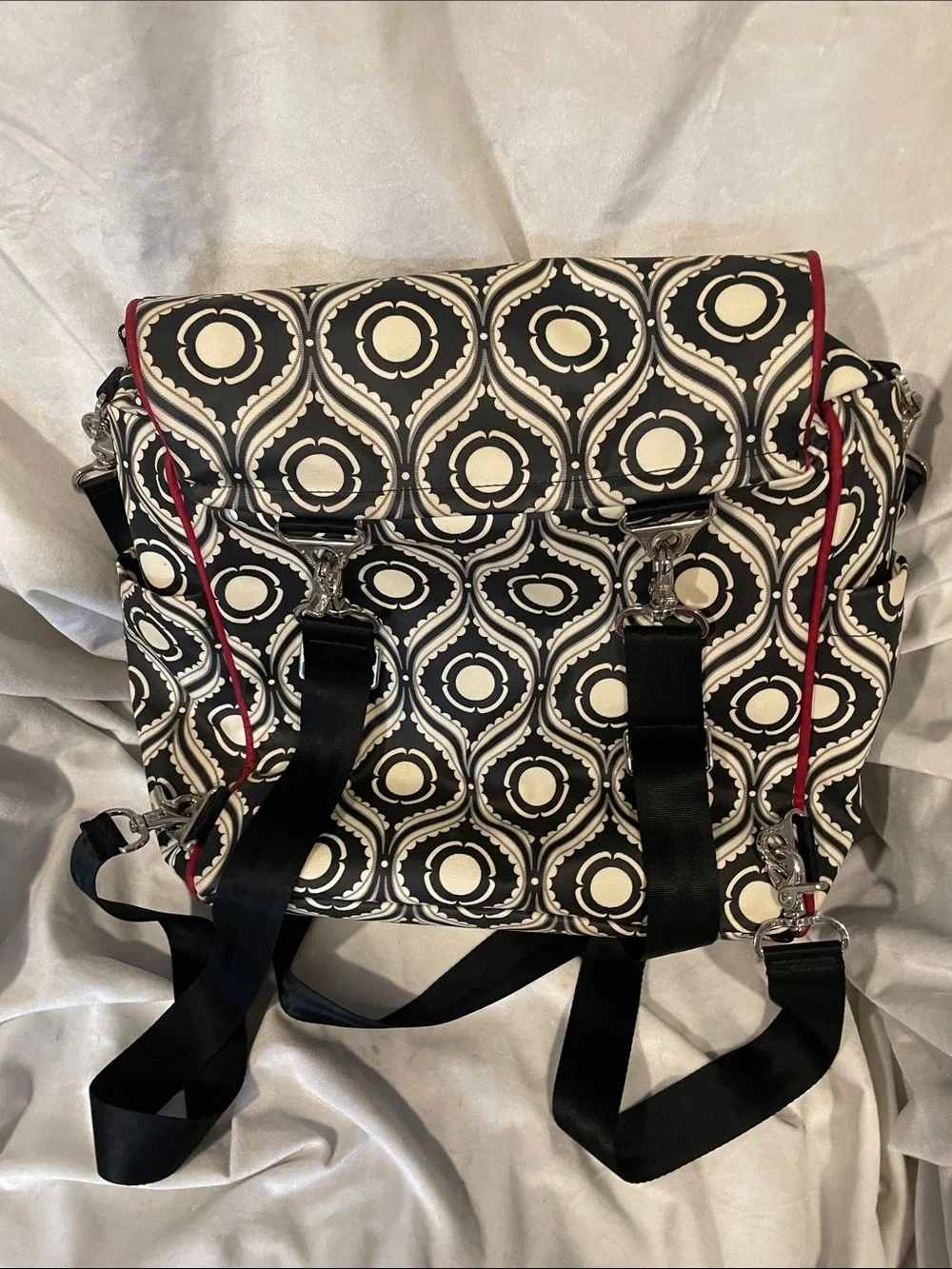 Elegant Black and White Patterned diaper bag by Petunia pickle bottom B138